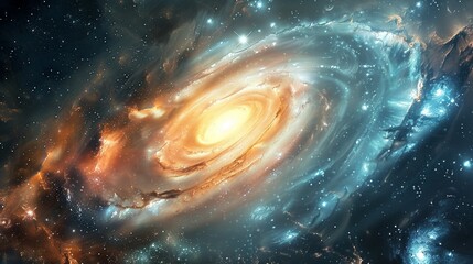 Spiraling Galaxy Embodying Historical Epochs