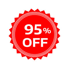 Special offer discount label with different sale percentage. 95 off with PNG background