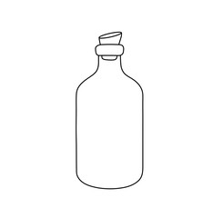 Vector isolated one single glass bottle with stopper colorless black and white contour line easy drawing