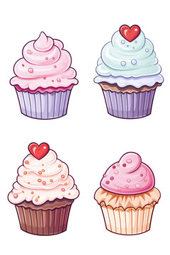 Hand drawn cartoon delicious cupcake illustration material	
