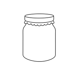 Vector isolated one single glass jar with lid colorless black and white contour line easy drawing