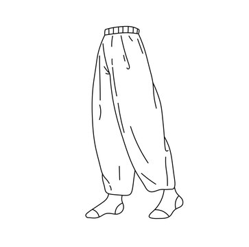 Vector isolated legs in trousers panties and socks pose  colorless black and white contour line easy drawing