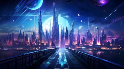 3d illustration of a futuristic city. Futuristic city background.