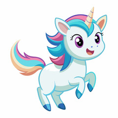 Magic unicorn running. Happy fantasy creature in cute cartoon style
