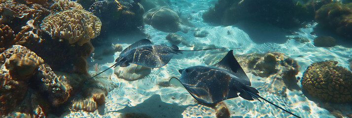 Fototapeta premium stingrays fish in the sea