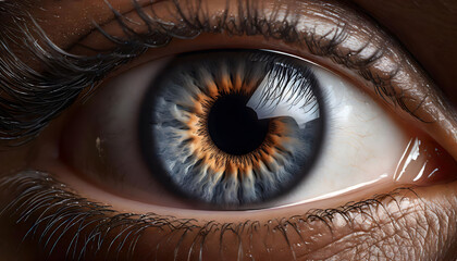 Realistic Macro View of Human Eye in Shades of Black and Gray - obrazy, fototapety, plakaty