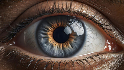 Realistic Macro View of Human Eye in Shades of Black and Gray