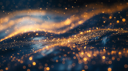 Waves of gold dust out of focus. Abstract background image. - obrazy, fototapety, plakaty