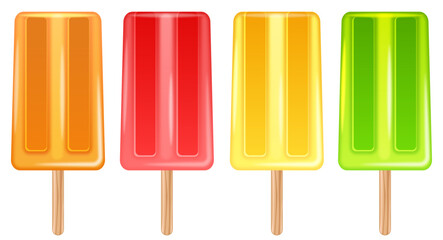 Popsicles Set with Orange, Strawberry, Mango and Lime Flavors