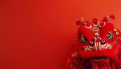 Chinese dragon red background. Chinese New Year. Lunar New Year of Dragon 2024. Lunar New Year video Celebration. Chinese new year background. Chinese lion dancer