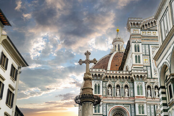 Florence, cathedral, dumo, di, firenze, duomo di firenze, st. Mary, flower, italy  - obrazy, fototapety, plakaty