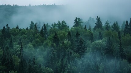Layers of mist creating depth in a forest setting AI generated illustration