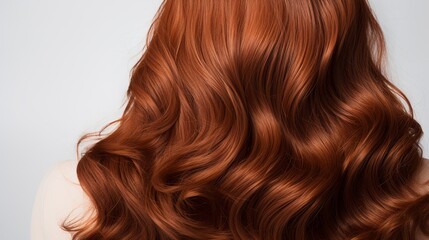 A shiny chestnut wig with curly texture - obrazy, fototapety, plakaty