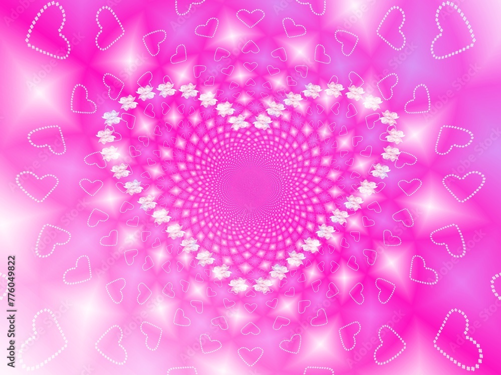 Poster abstract background and pattern with hearts of white flowers - occasional and decorative composition