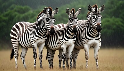 A-Zebra-Family-Huddled-Together-During-A-Rainstorm- 2