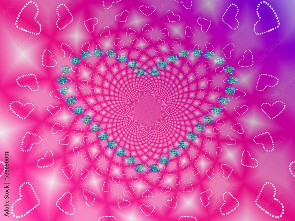 Poster abstract background and pattern with hearts of white flowers - occasional and decorative composition