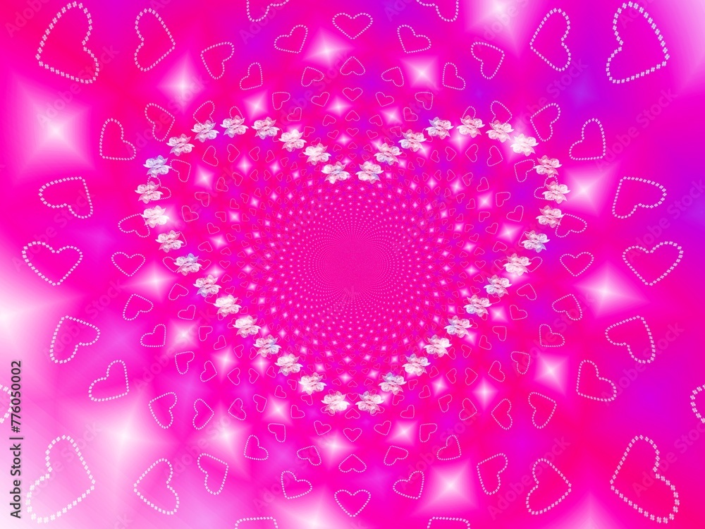 Poster abstract background and pattern with hearts of white flowers - occasional and decorative composition