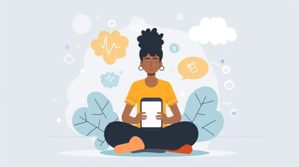 Mobile apps for mental health self-care  AI generated illustration