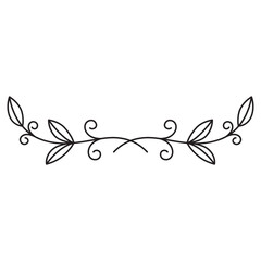 Elegant Leaf Ornament Wedding Lineart Element