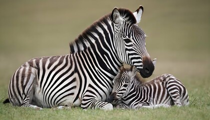Fototapeta na wymiar A-Zebra-Foal-Seeking-Comfort-From-Its-Mother-