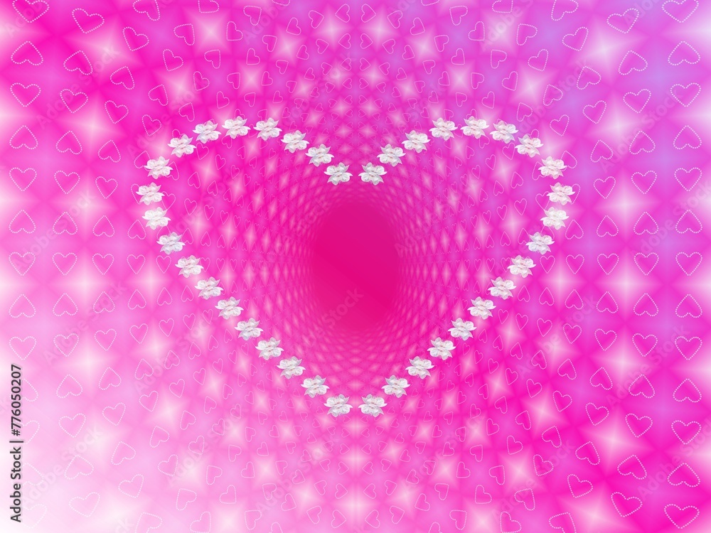 Poster abstract background and pattern with hearts of white flowers - occasional and decorative composition