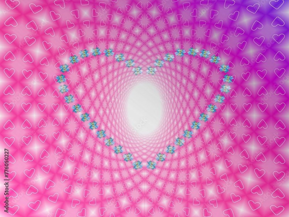 Poster abstract background and pattern with hearts of white flowers - occasional and decorative composition