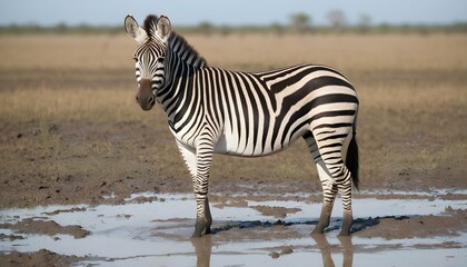 Fototapeta na wymiar A-Zebra-In-A-Muddy-Swamp- 2