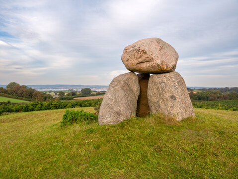 Replica of Knoldsborg dolmen on hill near Dyreborg, Funen, Southern Denmark