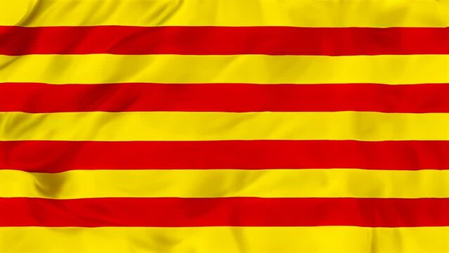 Waving flag of Catalonia of Spain, red and yellow stripes.