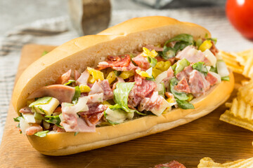 Trendy Homemade Chopped Italian Sub Sandwich - obrazy, fototapety, plakaty