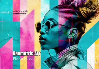 Geometric Art Photo Effect. Some Elements are Ai Generated - obrazy, fototapety, plakaty