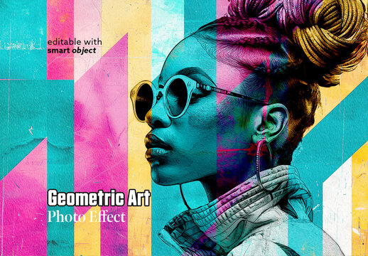Geometric Art Photo Effect. Some Elements are Ai Generated