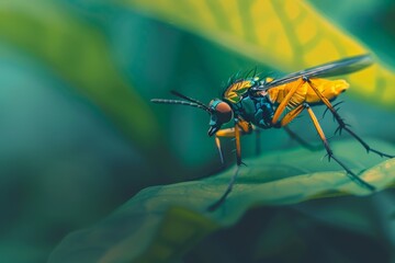 A colorful insect is on a leaf