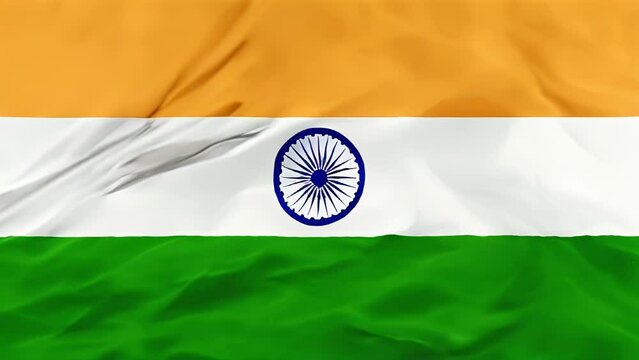 3D illustration of textile India Flag, in silk cloth background. COPY SPACE.