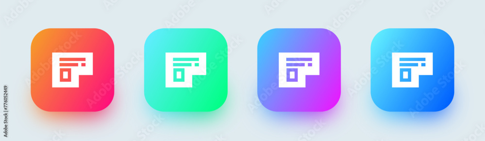 Poster blueprint solid icon in square gradient colors. draft signs vector illustration.