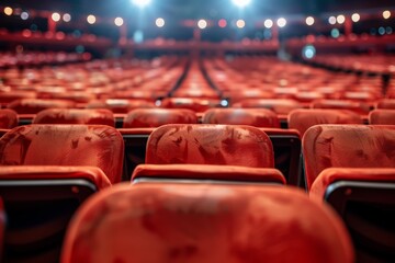 A red theater with empty seats - obrazy, fototapety, plakaty