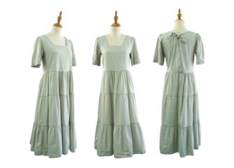 Vintage style dress on mannequin sewing dress.