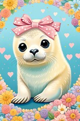 Baby seal with heart