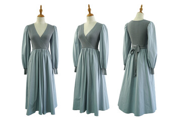 Vintage style dress on mannequin sewing dress.