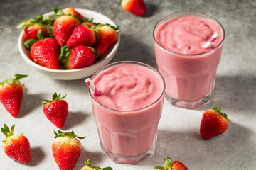 Healthy Red Organic Strawberry Smoothie