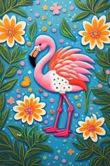 flamingo flowers illustration 