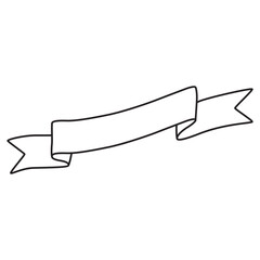 Elegant Ribbon Banner Line Art Vector Illustration