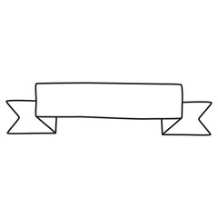 Elegant Ribbon Banner Line Art Vector Illustration