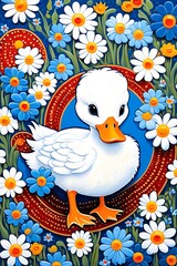 duck with flowers