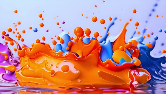 Colored paint splashes in water various colors. 4k video. Fluid art abstract texture. Colorful Paint Splashes in Super Slow Motion Isolated on White Background, 4k video