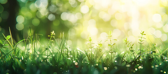 Beautiful blurred background of lush green grass