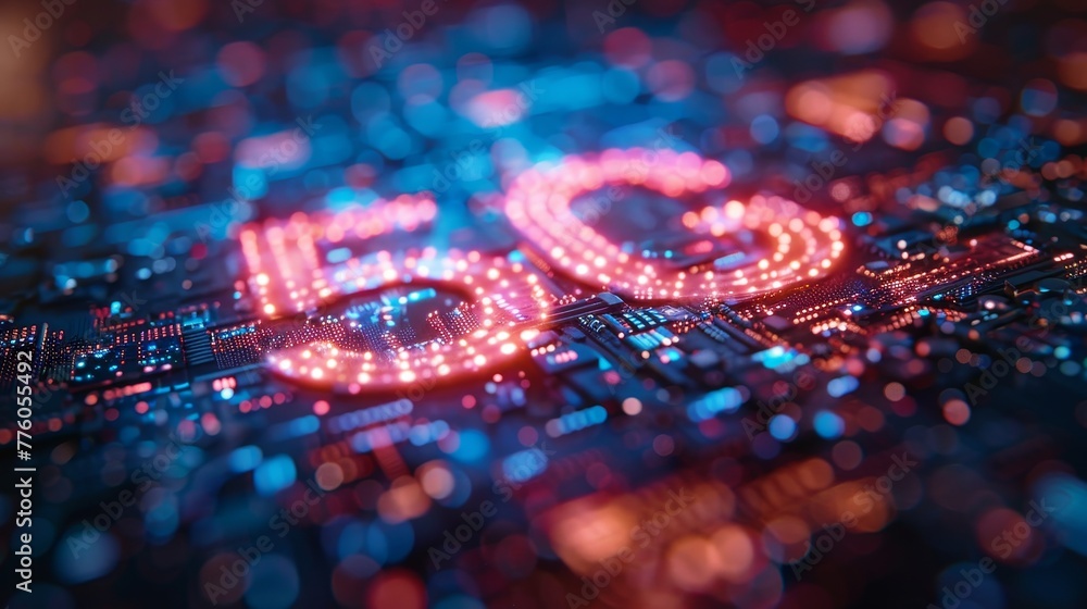 Aufkleber The 5G internet communications concept. IoT technology in the future smart city. Telecommunications system in urban infrastructure. High speed web access. Wireless connectivity.
