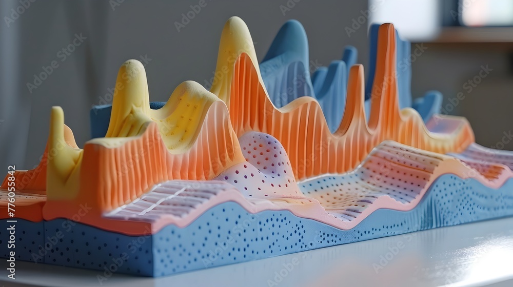 Aufkleber vibrant 3d data model with tactile contours and engaging interactive elements,making complex informa