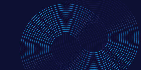 Modern dark blue abstract horizontal banner background with glowing geometric lines. Shiny blue diagonal rounded lines pattern. Futuristic concept. Suit for cover  brochure  presentation  flyer  web
