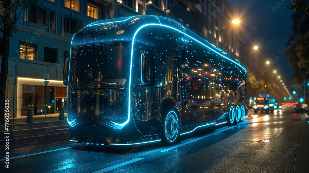 Leinwandbilder the future of autonomous deliveries. automated lorries that transport goods to their destination. an